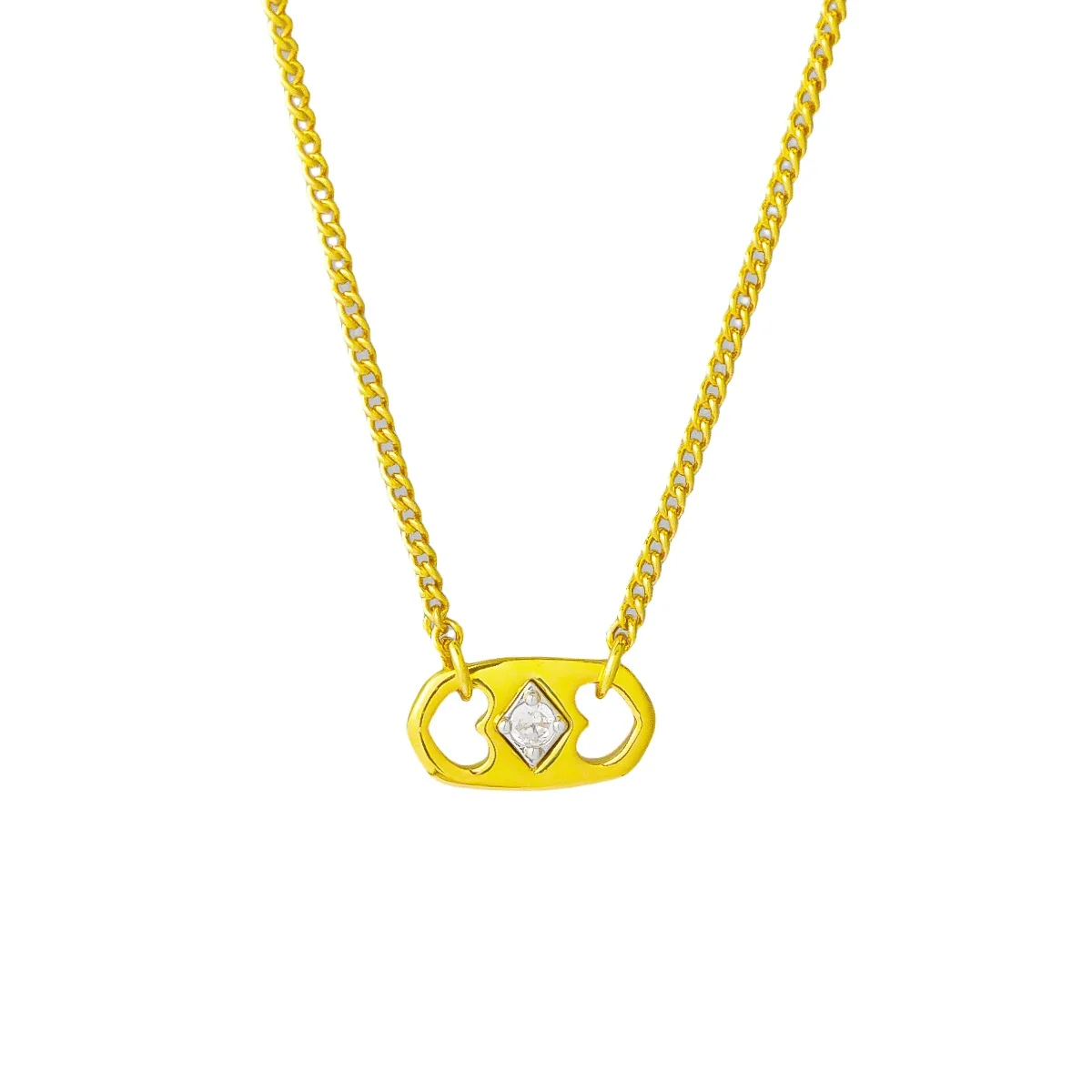 

High quality original KS Hollow zircon pendant necklace in metal and 18k real gold plated for women