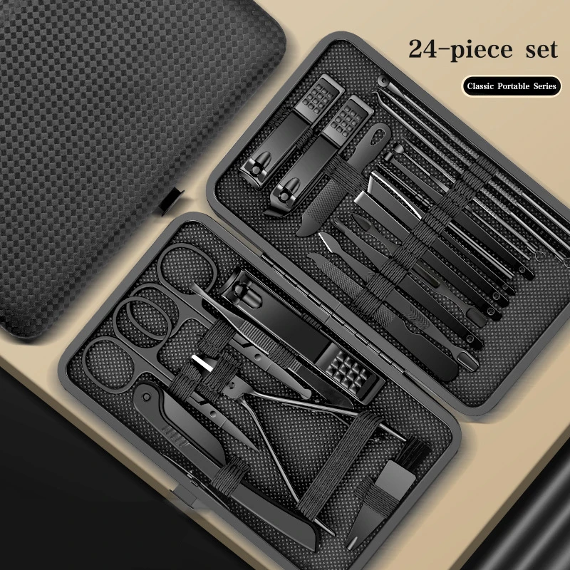 Beauty Carbon Steel Portable Deluxe 24-in-1 Nail Clipper Set Full Nail Art Set Dead Skin Cutting Machine Oblique Cutting