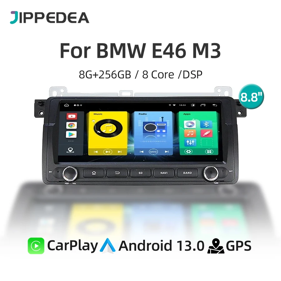 

Auto Android 13.0 Car Radio Player 4G CarPlay WiFi Bluetooth IPS Car Multimedia Player GPS Navigation For BMW E46 M3 1998-2004