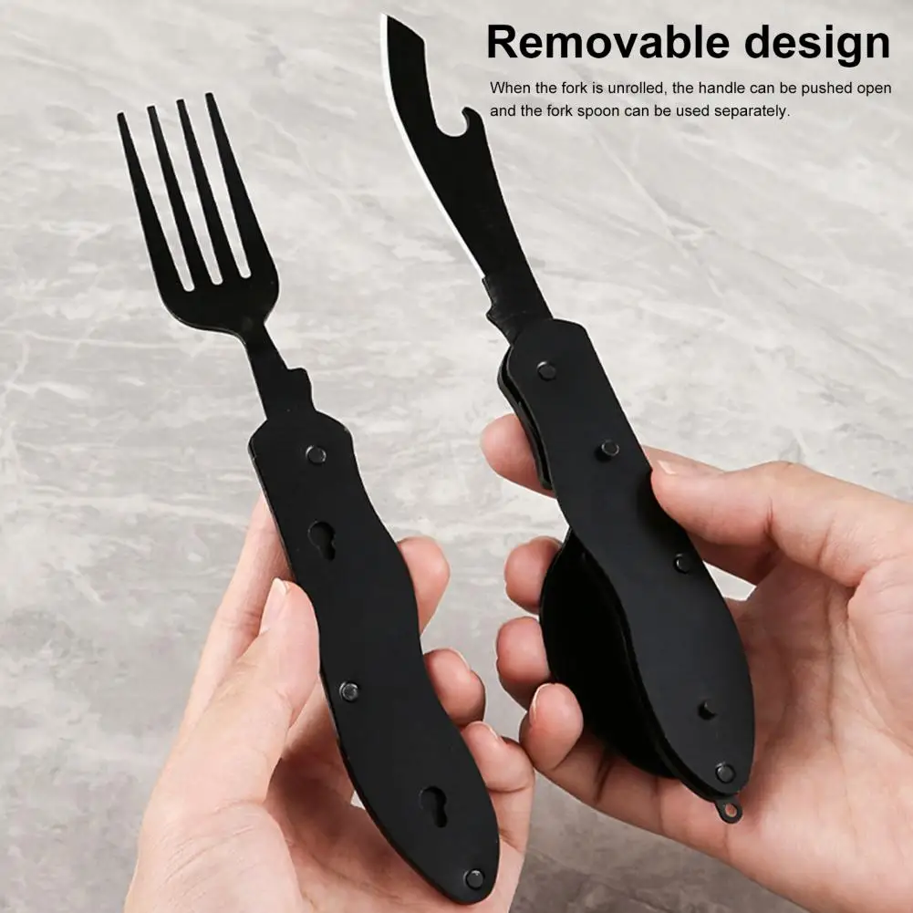 Outdoor Cutlery Stainless Steel Folding Cutlery Burr-free Multifunctional  Practical 4 in 1 Travel Utensil Cutlery Set