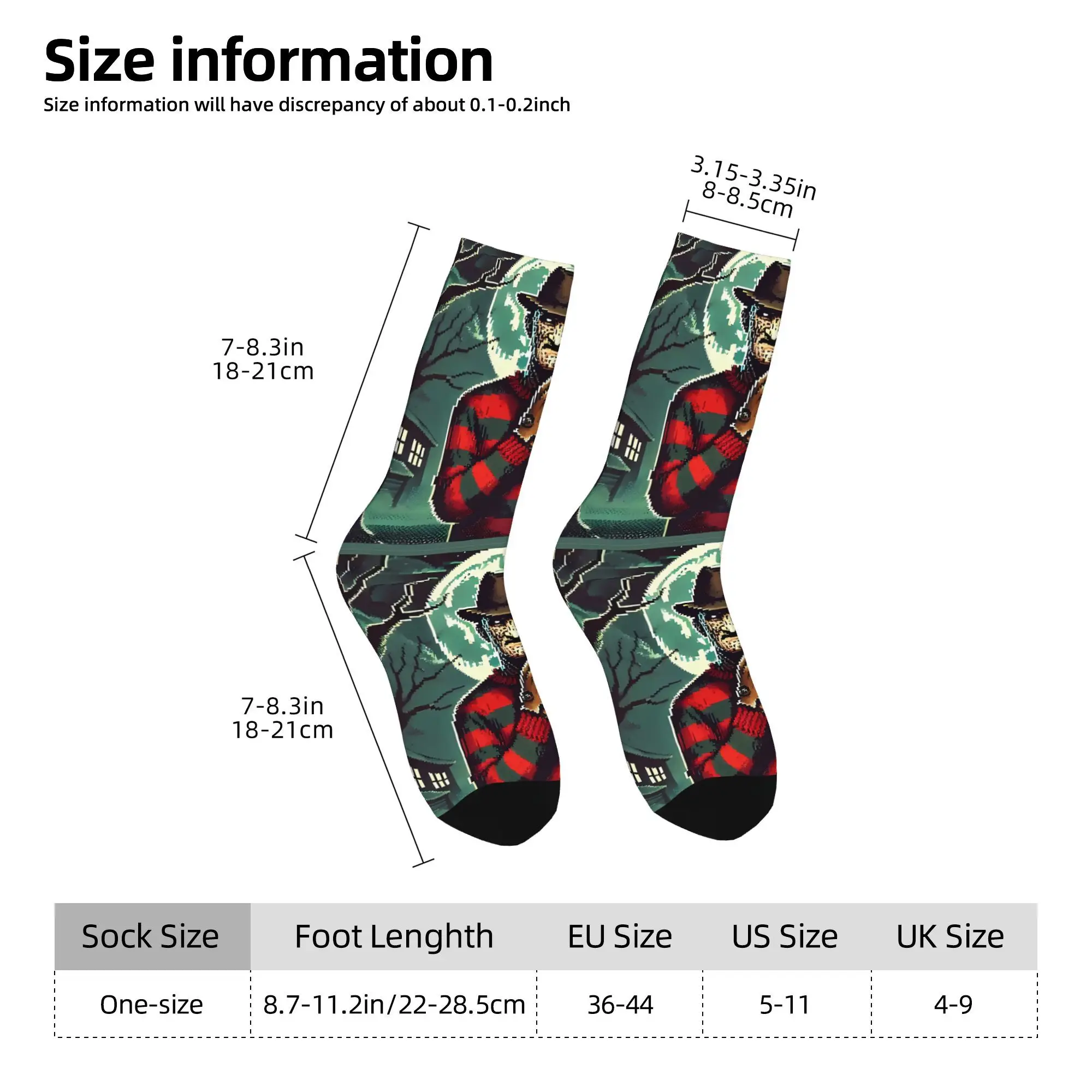 Happy Herrensocken Pixel Freddy Krueger Nightmare Vintage Street Style Nahtlose Crew Socke Geschenkmuster bedruckt
