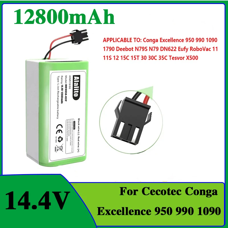 14.4V NEW 9800mAh Li-ion Battery for for Conga 990 1090 Tesvor X500 Ecovacs Deebot N79 N79S DN622 Eufy RoboVac 11 11S RoboVac 30