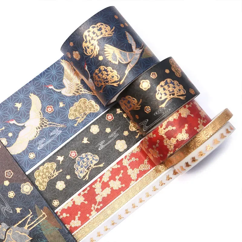 

DIY Decoration 5-roll Set Chinese Style Bronzing Crane and Paper Antique Hand Account Tape Lipstick Sticker