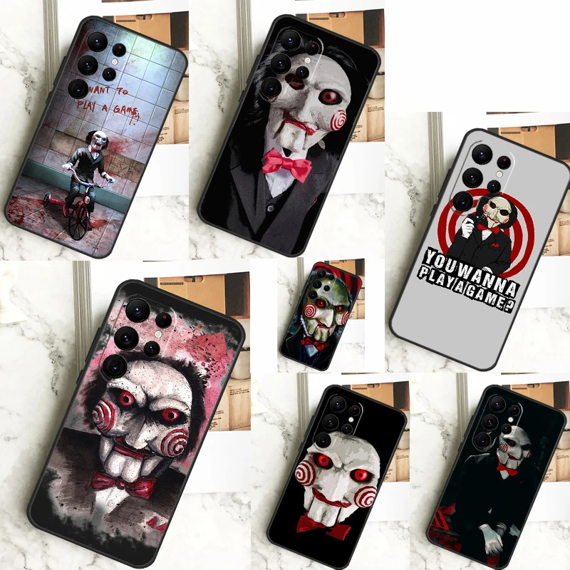 Saw Jigsaw Puppet Case For Samsung Galaxy S24 Ultra S23 S22 S21 S20 FE Note 20 S8 S9 S10 Note 10 Plus Cover