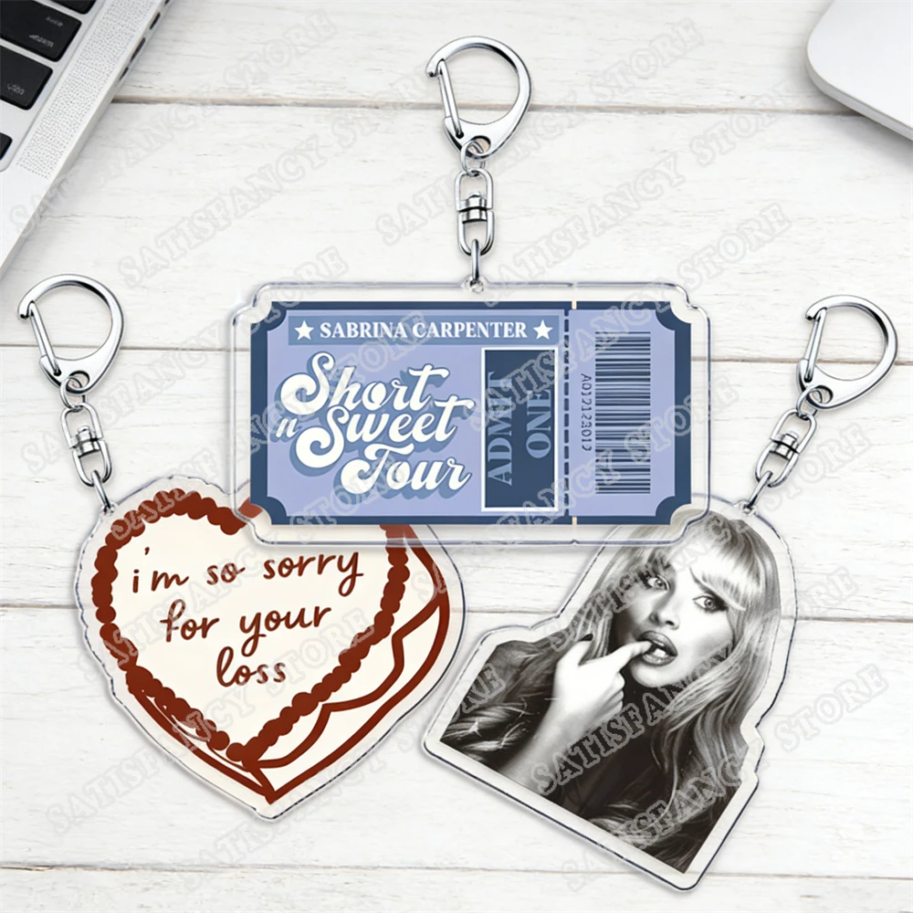Popular Singer Keychains for Accessories Bag Short N' Sweet Espresso Emails I Cant Send Keyring Chain Ring Jewelry Fans Gifts view 3
