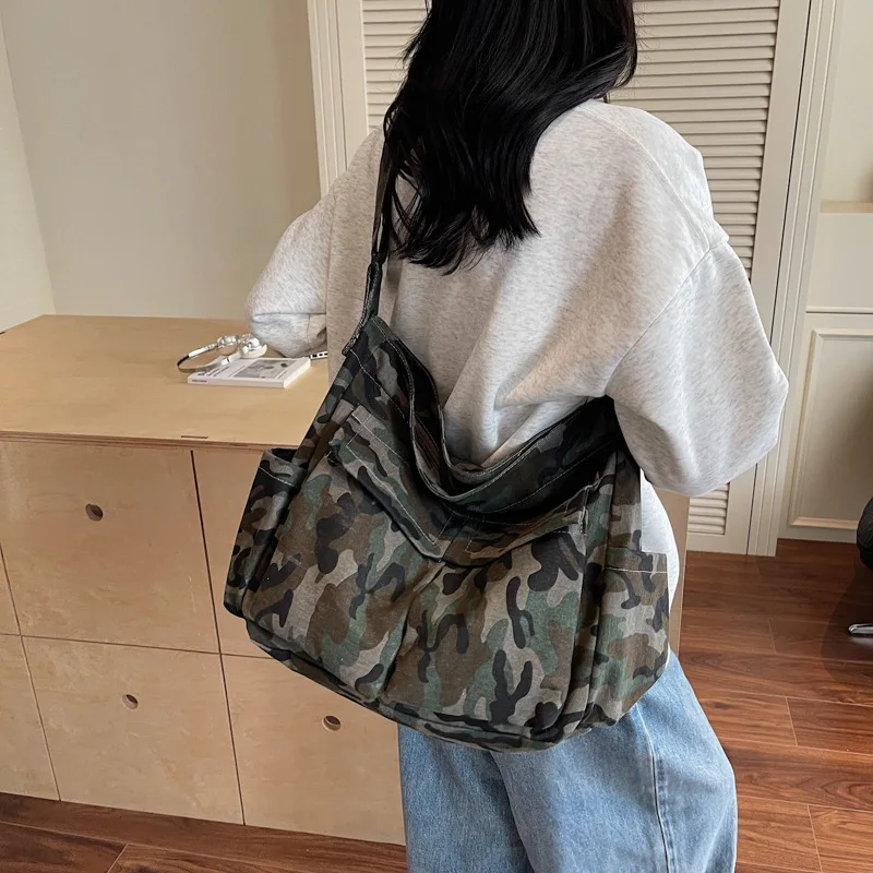 

2025 Women's Fashion Canvas Crossbody Large Shoulder Messenger Bag, Durable Cloth Satchel for Female Students & Casual Use