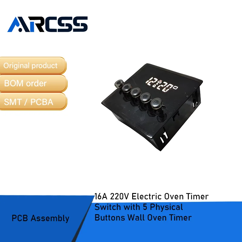 مفتاح مؤقت فرن كهربائي 16 أمبير 220 فولت مع 5 أزرار مادية ومؤقت فرن الحائط
