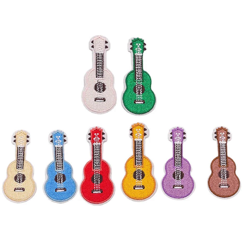 8 шт., тканевые нашивки, комбинированный пакет, дизайн музыкальных инструментов, железная или пришитая нашивка для брюк, рубашки, рюкзака, украшение
