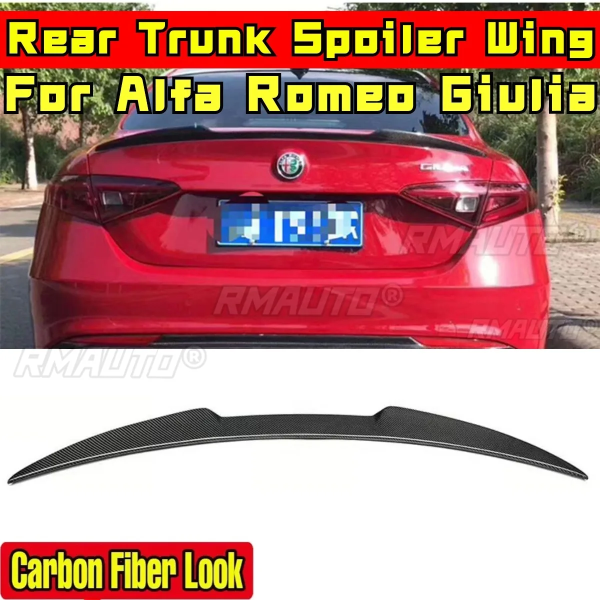 For Giulia Body Kit Rear Trunk Wing Carbon Fiber Look M4 Style Trunk Splitter Rear Wing For Alfa Romeo Giulia Car Accessories