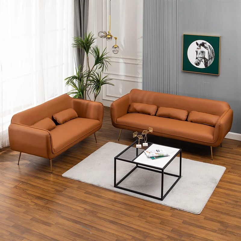 

Technology cloth Nordic simple leather art sofa small apartment living room rental room clothing store latex double