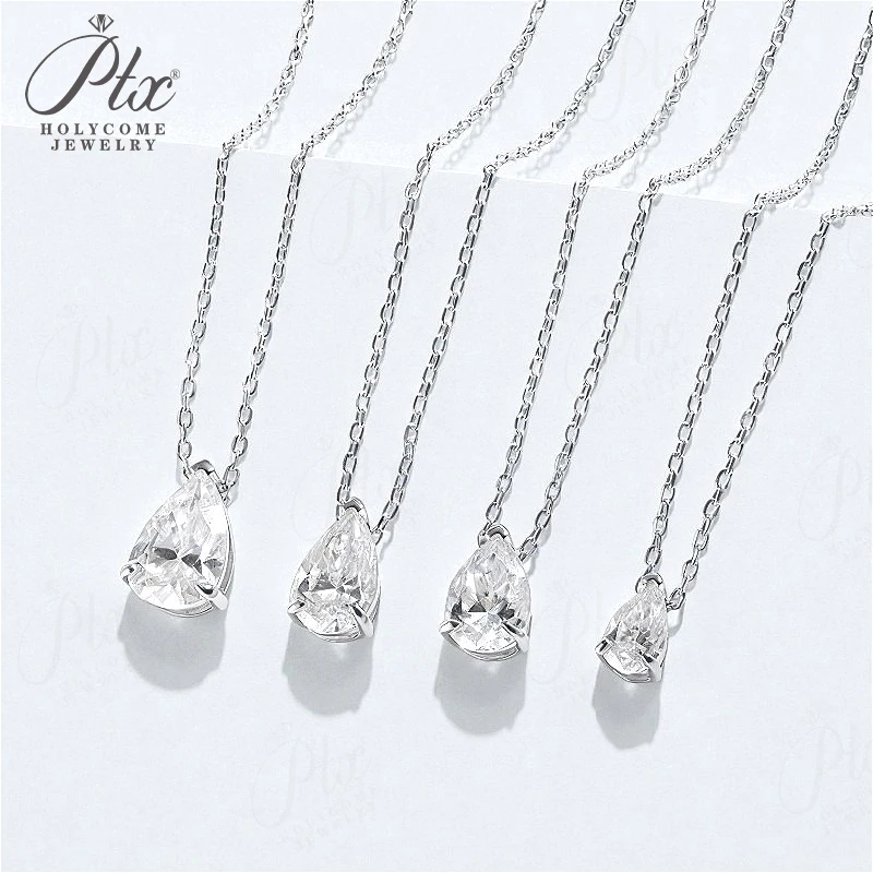 

Simple Necklaces Water Drop Lab Grown Moissanite 925 Sterling Silver Plate 18K Gold Anniversary Gifts Hypoallergenic Wholesale