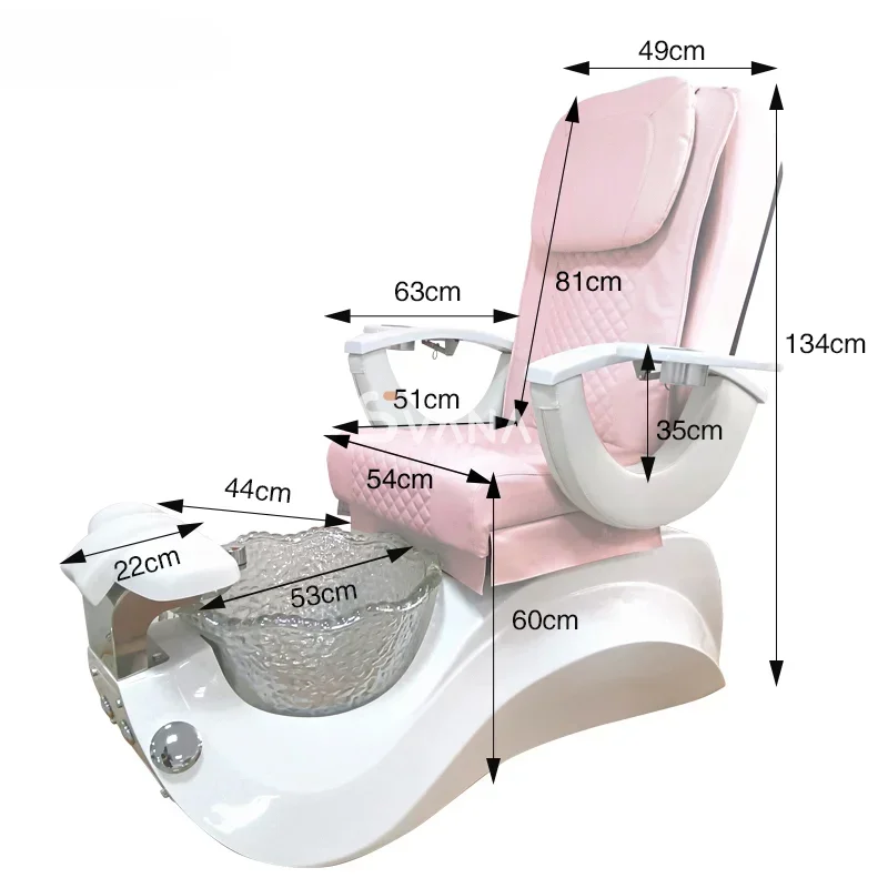 Hot sales Beauty Salon Furniture No Plumbing Electric Massage Pink Spa Pedicure Chairs Luxury