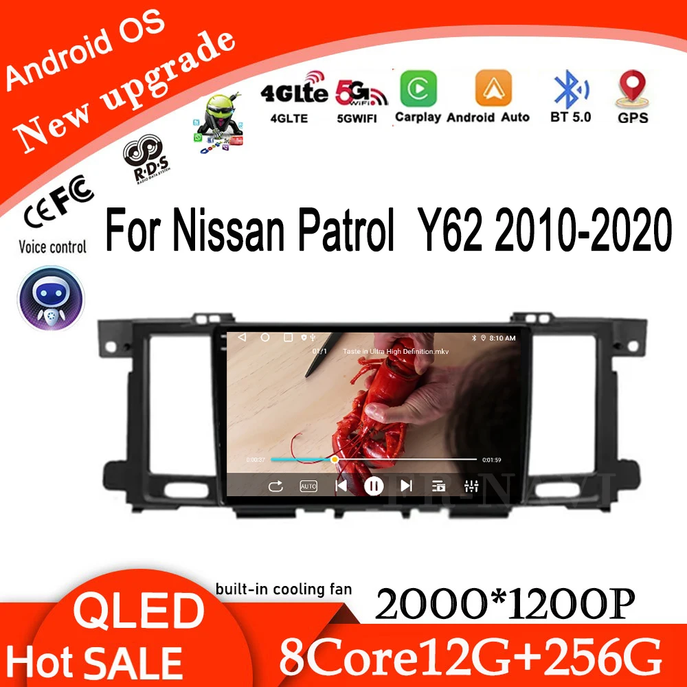 For Nissan Patrol  Y62 2010-2020 Car Multimedia Player Video DSP IPS GPS Navigation Carplay Stereo Touch Screen