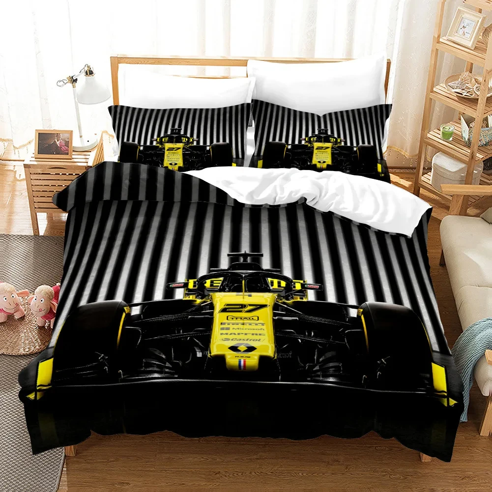 Red Racing Car 3D Kids Boy Bedding Set F1 Game Racer Printing Duvet Cover 2/3pcs Bedclothes with Pillowcase Twin Full Bedspread