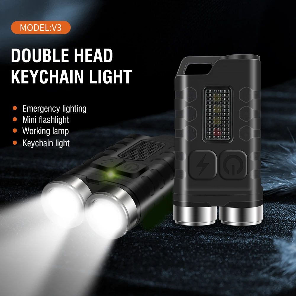 BORUiT V3 EDC Keychain LED Flashlight 900 Lumens Mini Torch Type-C Rechargeable Work Light With Magnet UV Camping Pocket Lantern