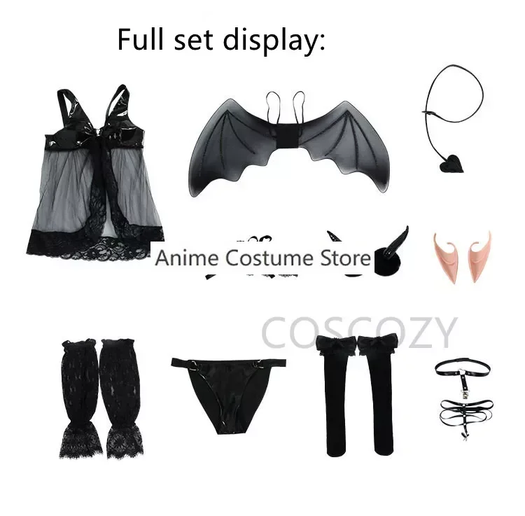 My Dress Up Darling Cosplay Rizu Kyun Cosplay Costume Wig Wing Leather Cos Little Devil Sexy Lace Pajamas