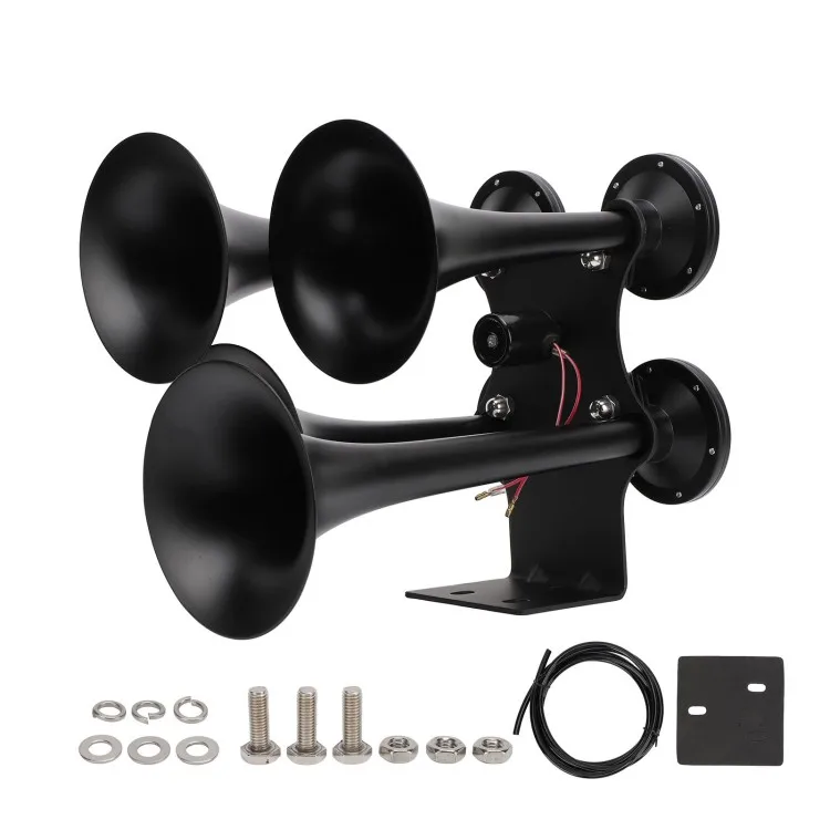 รถไฟฮอร์น Superior Loud Sound Chrome DC 12V 24V 4 ทรัมเป็ต Air Horn Kit สําหรับรถบรรทุกเรือรถบรรทุกเรือยอชท์