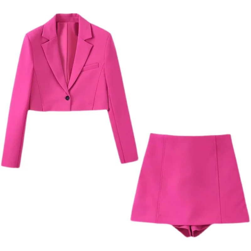 

Faionable ort Suit Jaet And Pants Set Women's Autumn Polyester Blend Cact Fit Sli Ensemble by Wind