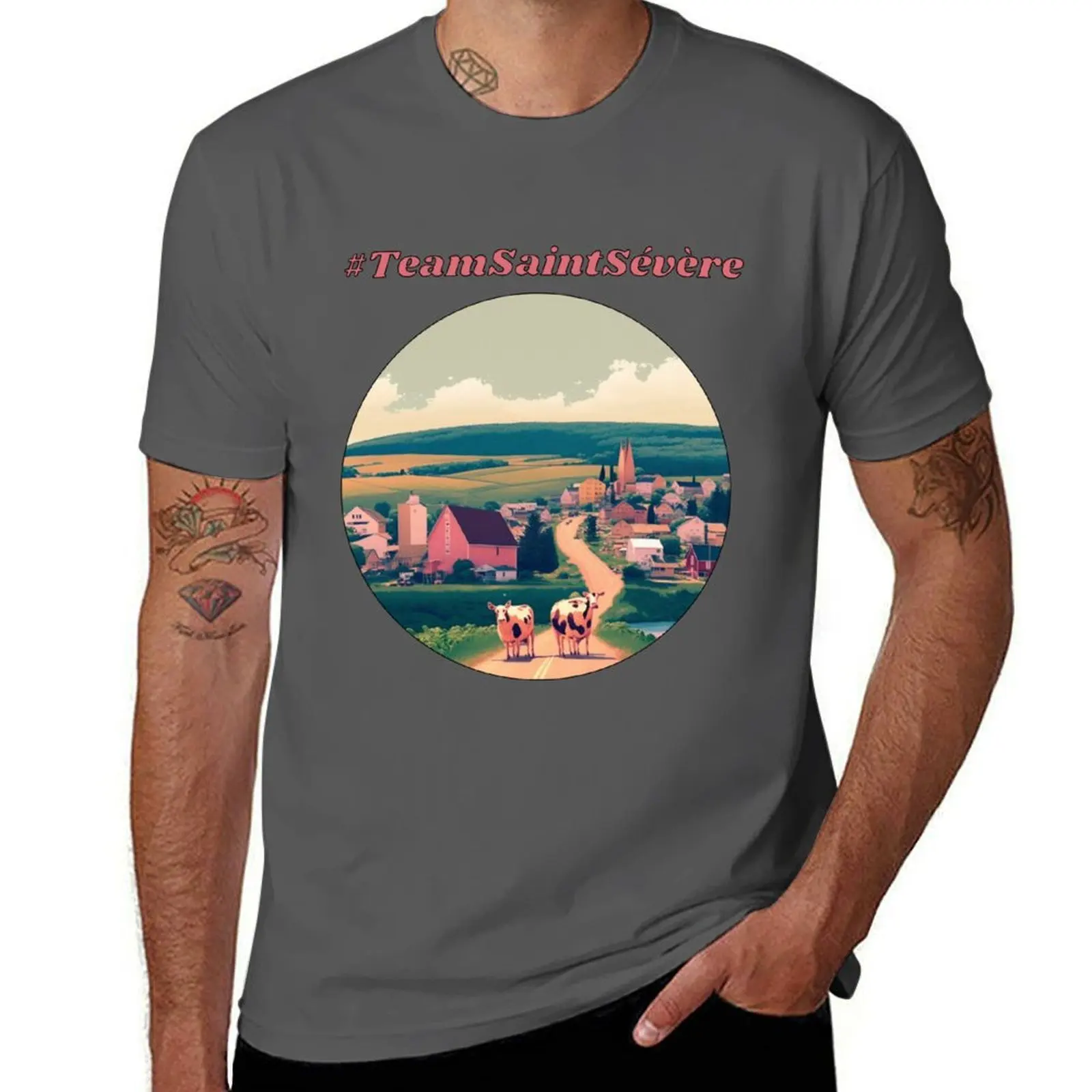 # تي شيرت TeamSaintSevère تي شيرت مضحك تي شيرت برسومات فكاهة داكنة تي شيرت للرجال