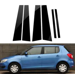 6PCS Fit For Skoda Fabia 2007 2008 2009 2011 2012 2013 2014 Gloss Black Pillar Posts Door Window Trim Sticker Cover Decoration