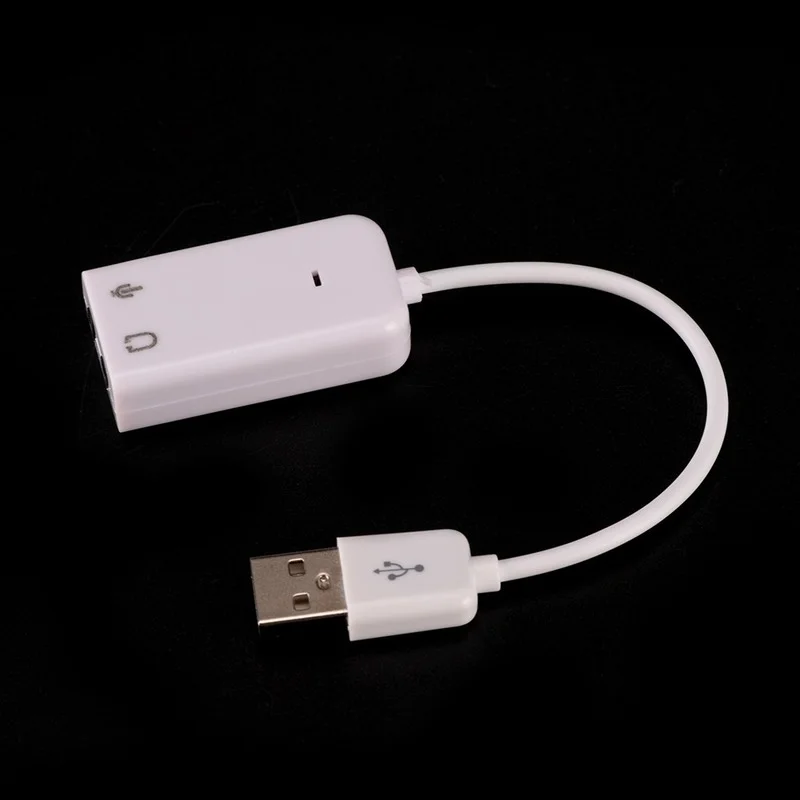 PC Mac With Cable 3D USB 2.0 Virtual 7.1 Channel External  Audio Sound Card Adapter Cards White CN(Origin)