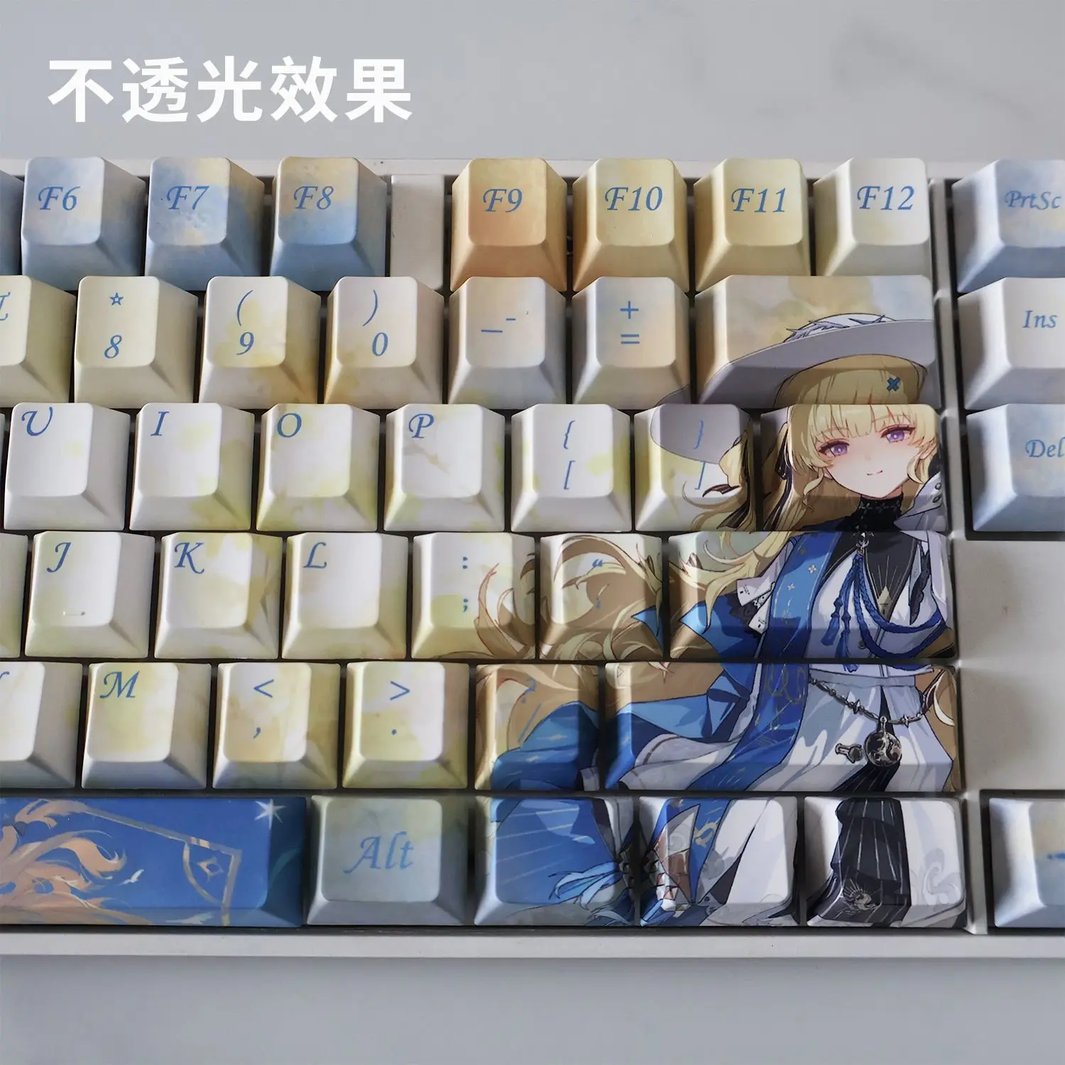 128 キー Wuthering Waves キーキャップ フィービーテーマキーキャップ PBT DYE-Sub チェリープロファイルキーキャップ メカニカルキーボードアクセサリー用