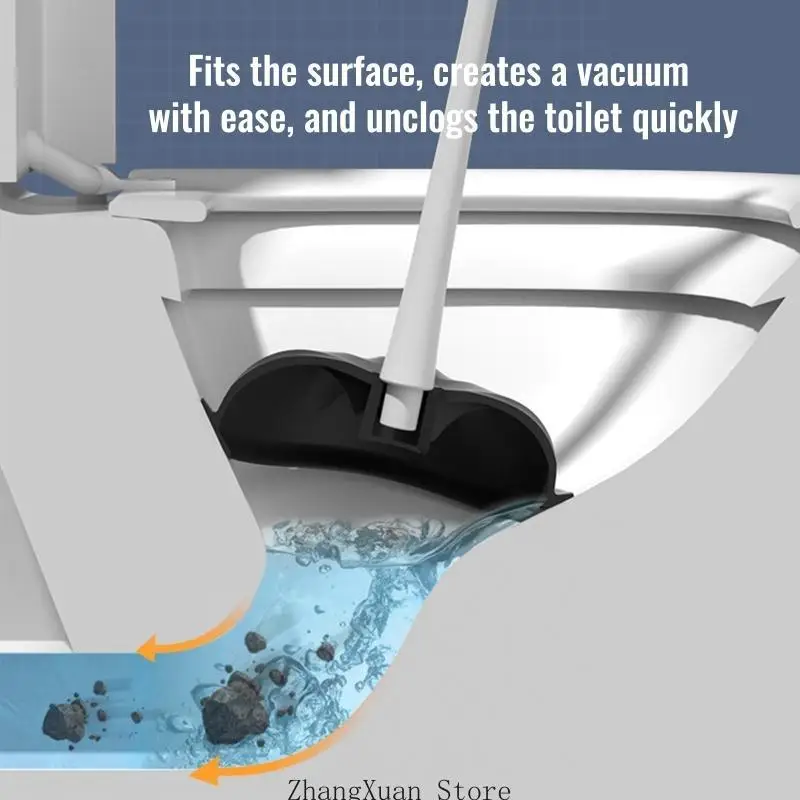Toilet Cleaning & Clogging Tool 2-in-1 Plastic Toilet Plunger & Bowl Brush Combo 3XUF