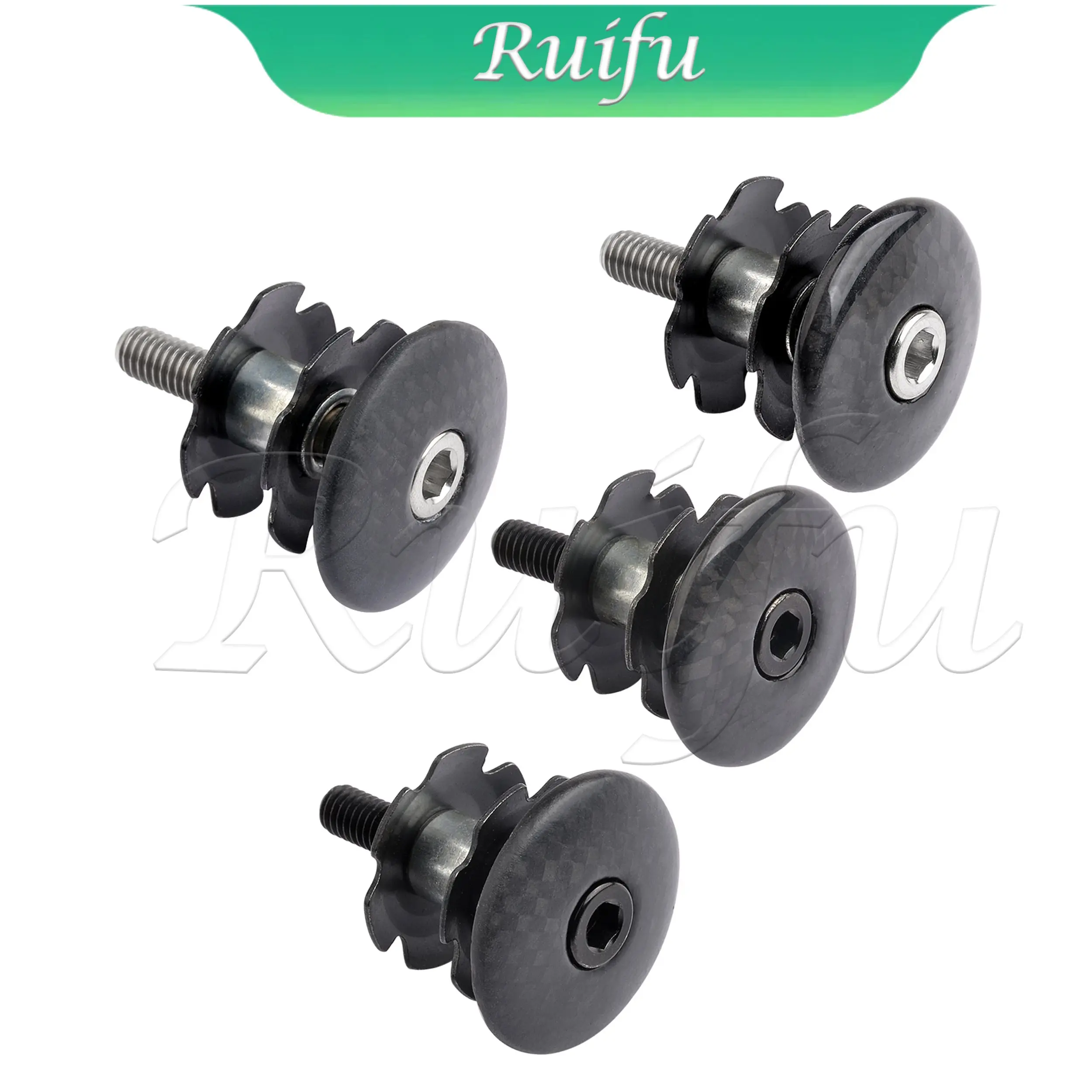 Ruifu Titanium Bolt Bolt M6x35mm with Top Caps Carbon Fiber Headset Star Nut for Fork 1-1/8 Inch