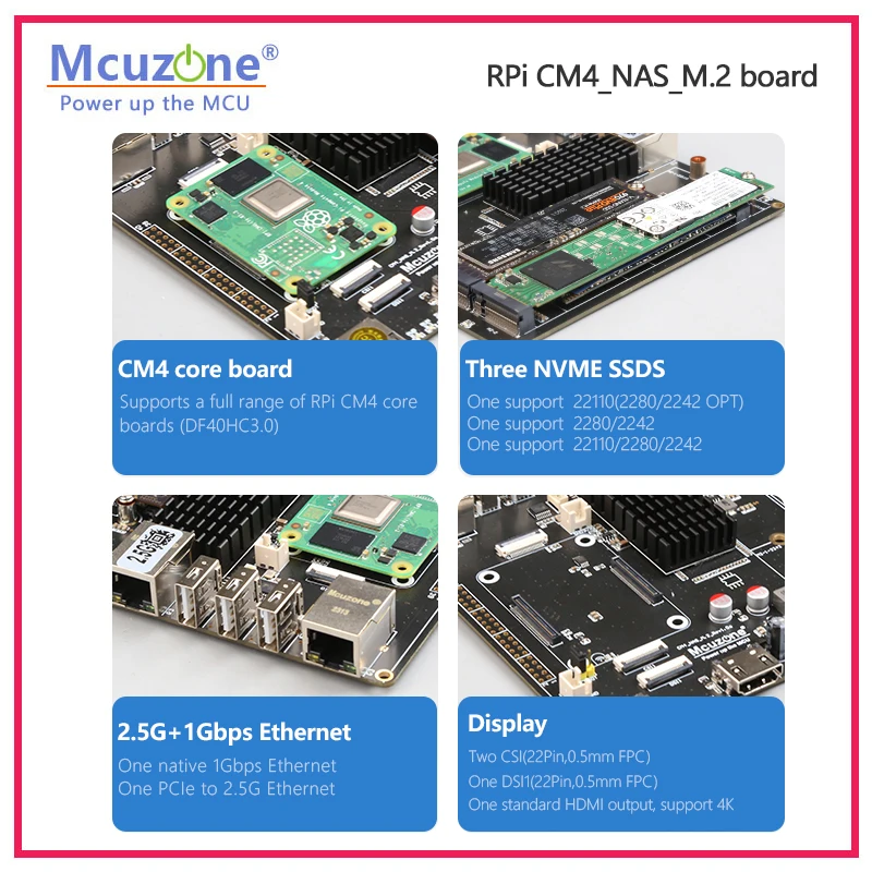 Raspberry Pi CM4_NAS_M.2 board,3* NVME ssd, M.2 support 22110 2280 2242,2.5Gbps ETH and GIGA ethernet, OpenMediaVault,4*PCIE