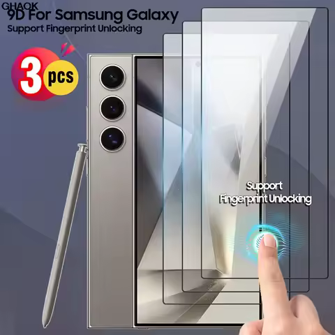 3Pack High-Definition Fingerprint Unlock Screen Protector For Samsung S25 S24 Ultra S23 S22 S21 Plus S25 S24 S23 FE Glass