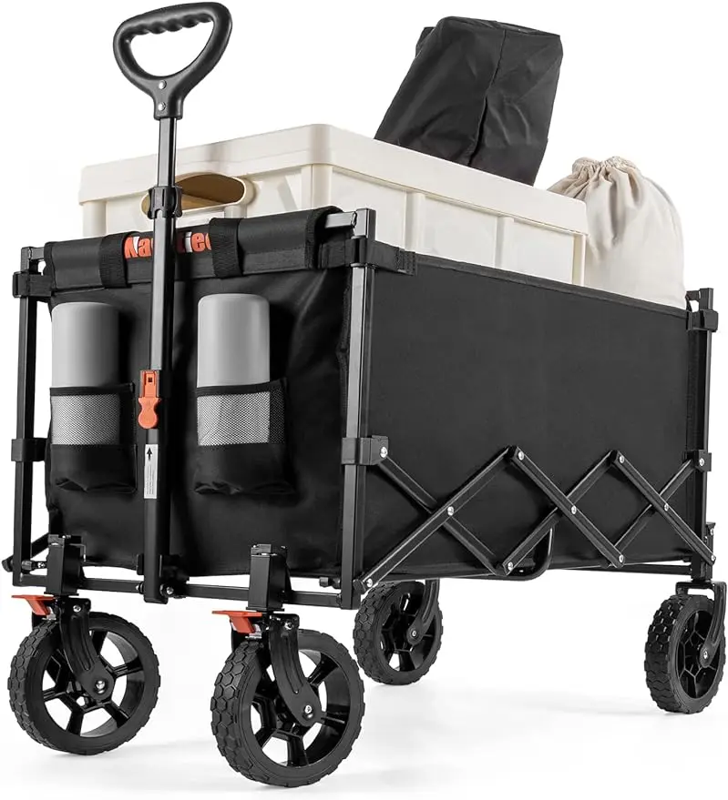 

Wagon Cart Heavy Duty Foldable, Collapsible Wagon with Smallest Folding Design, Utility Grocery Wagon for Camping Shopp