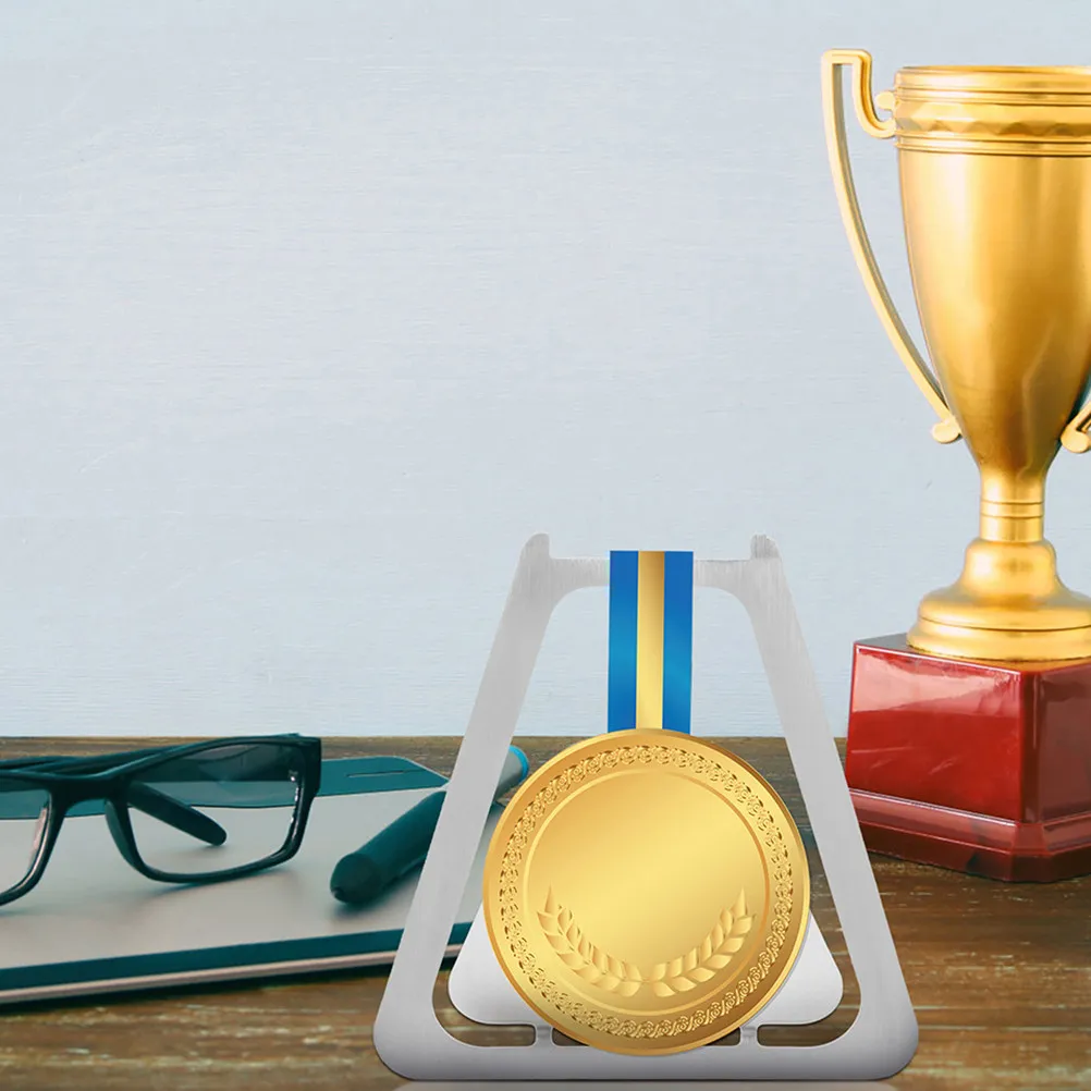 2Pcs Medal Display Rack Stainless Steel Space Saving Medal Holder Desktop Stand for Home Award Display Exquisite Award Holder