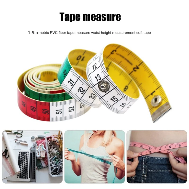 

1.5M Soft Tape Measure Tailor's Tape With Snap Fasteners Body Measuring Double-sided Ruler For Needlework Sewing Tool