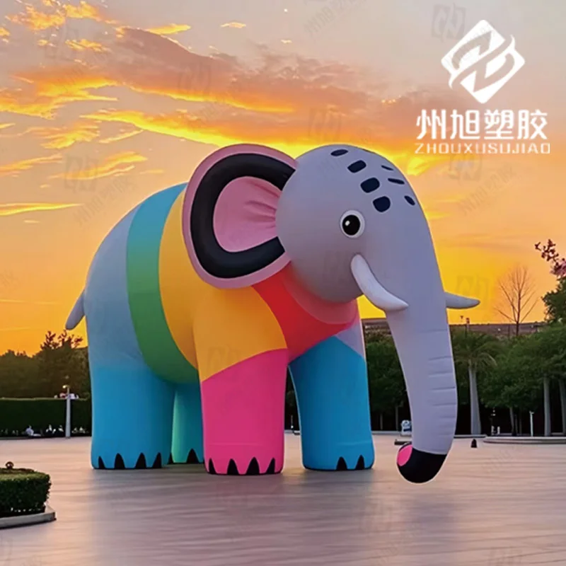 

Inflatable cartoon large outdoor color elephant animal decoration gas model light shopping mall amusement promotion punch card