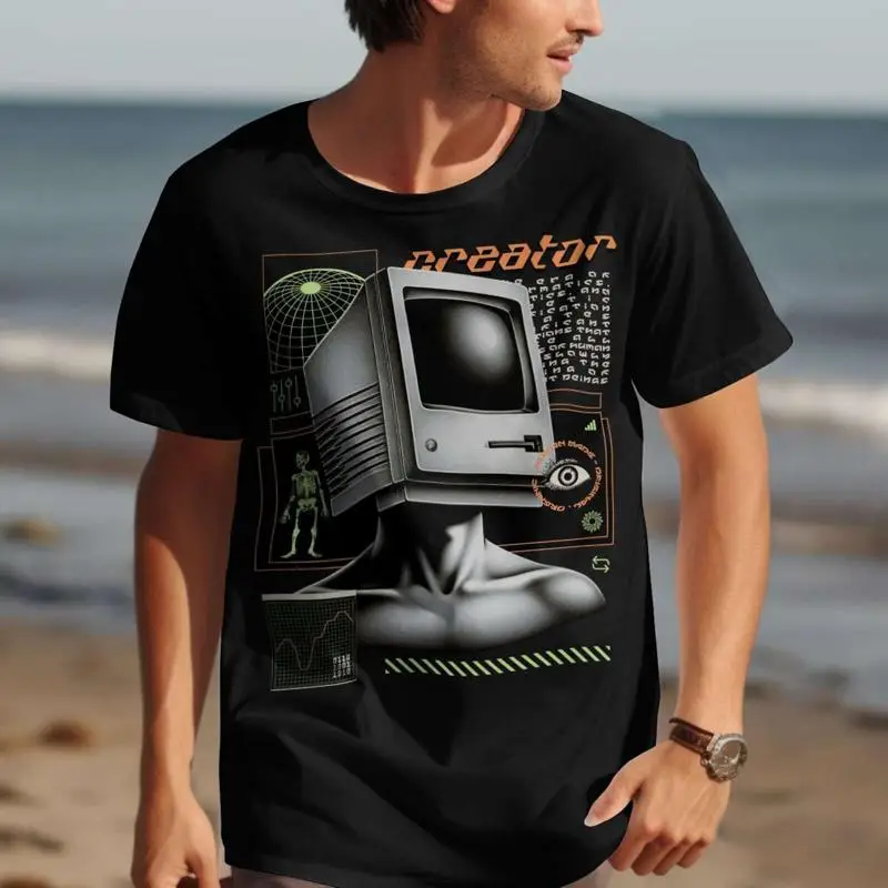 

Retro Futuristic Computer T Shirt Vintage Tech Design Sci Fi Art O