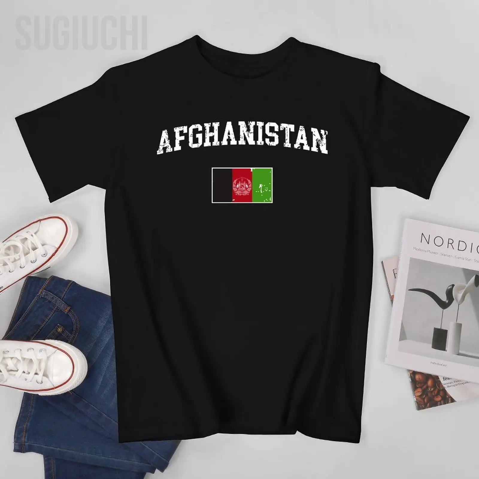 Men Retro Afghanistan Flag Vintage Afghan Flag Afghan Premium Tshirt Tees T Shirts Women Boys 100% Cotton Short T-Shirt Unisex