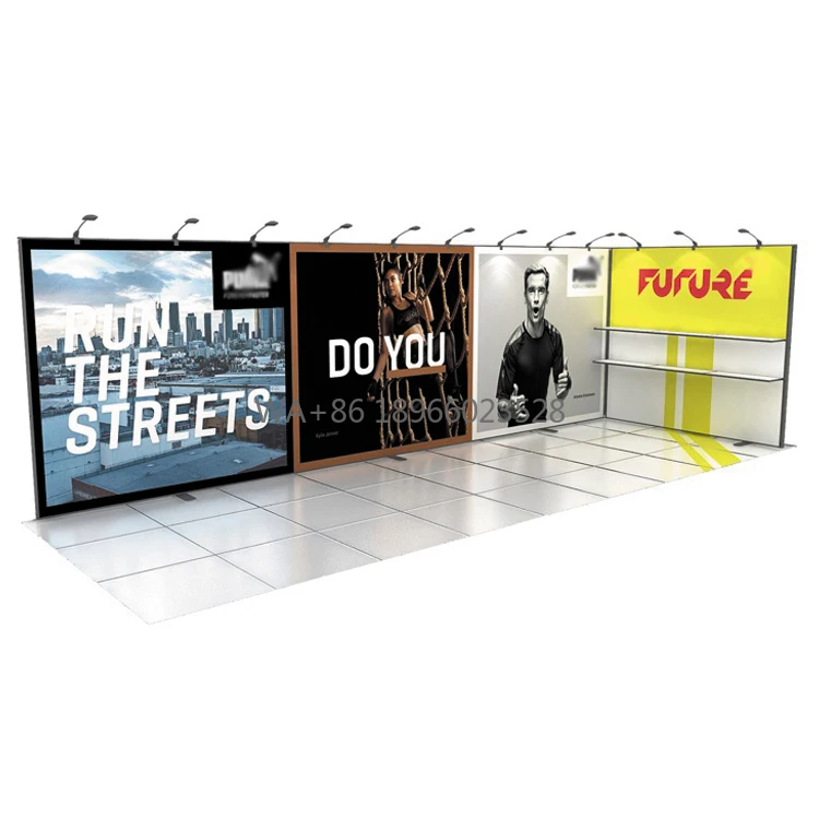 Re-usable 3x9 m 10x30 Modular Aluminum Frame Exhibition Trade Show Booth With Print