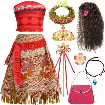 디즈니 여아용 모아나 드레스, 코스프레 Vaiana 의류, 공주 원피스, 어린이 카니발 파티, 여름 크리스마스 코스튬, 1-16 세 