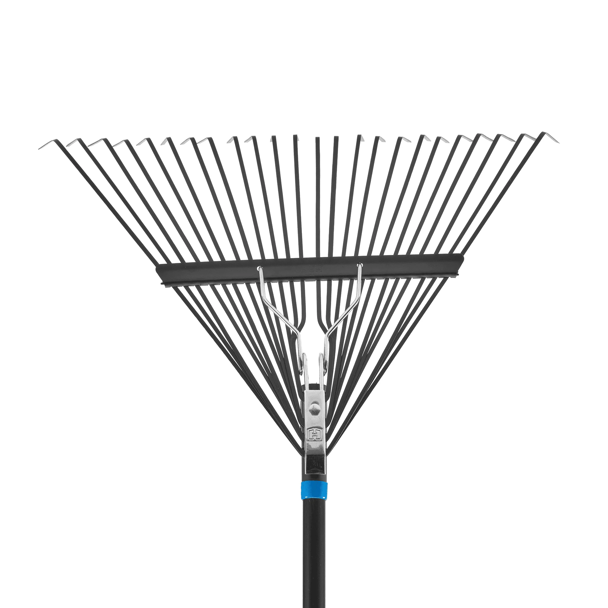 USA 24-Tine Steel Spring Garden Leaf Rake with Durable Fiber Glass Handle