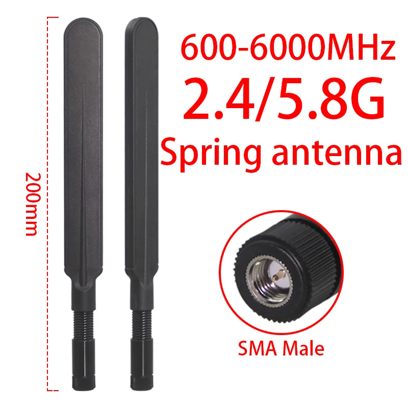 2.4G 5.8G Dual-Frequency Spring Antenna 600-6000MHz Full-Band SMA Male Antenna for 4G 5G Omni Interference Detection Equipment