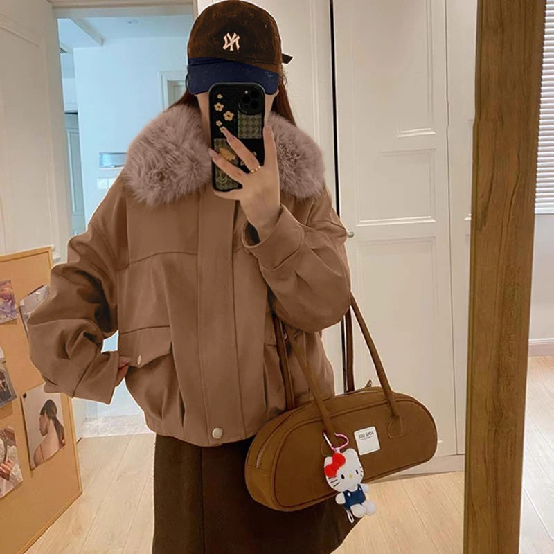 Kurtka damska Thiened Fce Jaet, zimowa, nowa, w stylu koreańskim, ciepła, z włókna poliestrowego, długa, o regularnej długości, model D4389