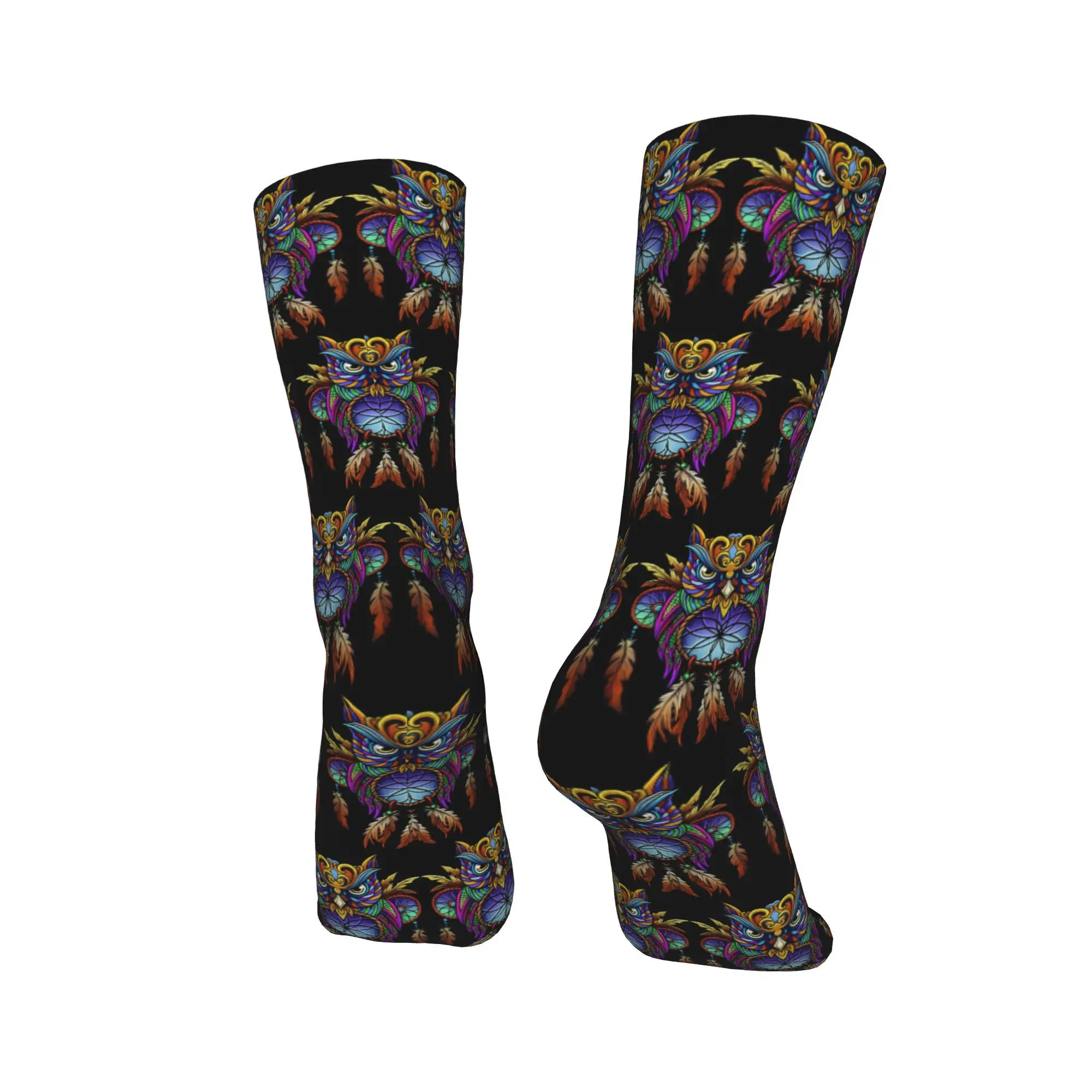 Calcetines de búho atrapasueños para todas las estaciones, medias Harajuku de alta calidad, calcetines de tripulación para hombres y mujeres, regalos de navidad