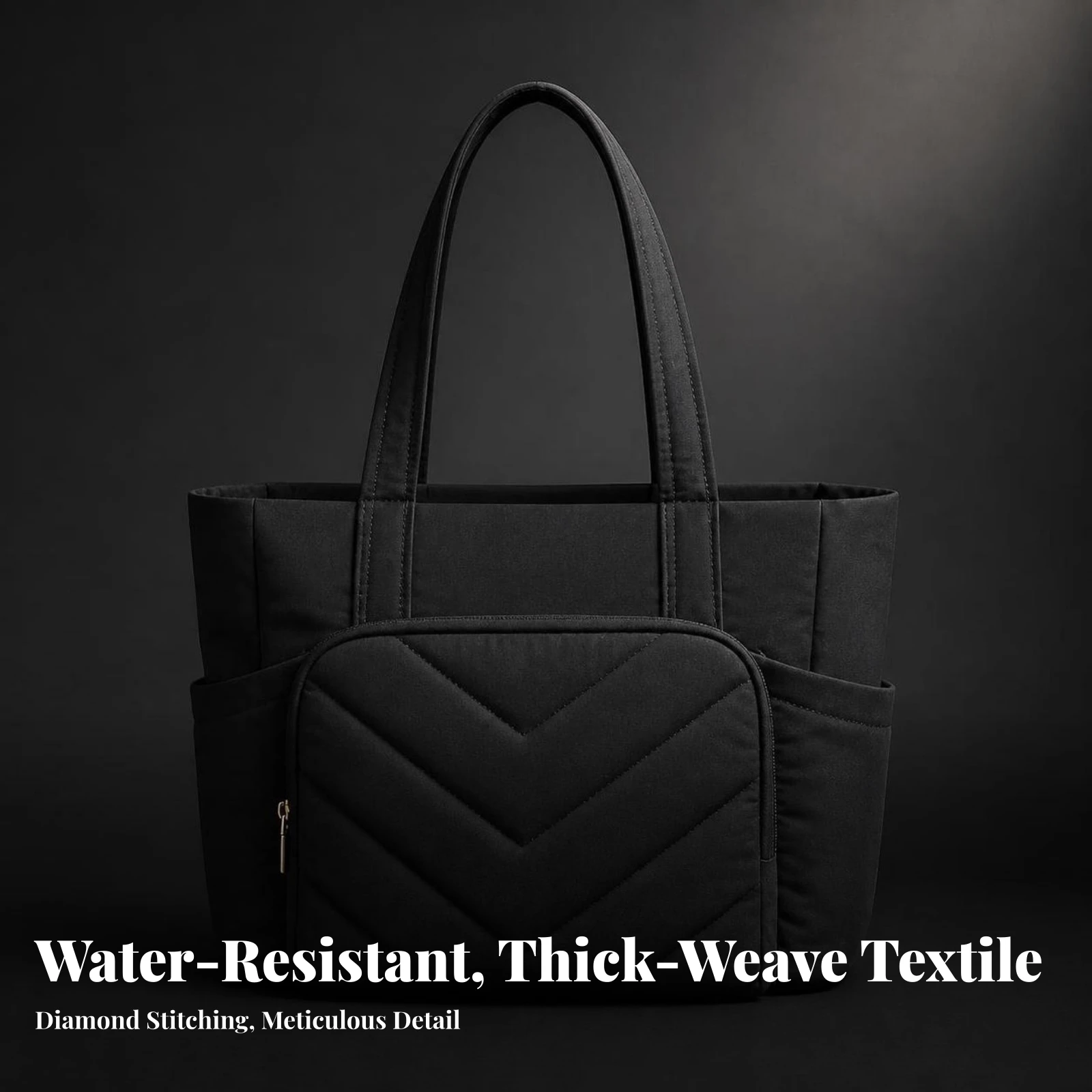 Quilted Tote Bag Water-Resistant Tote Bag with Zipper Soft Long-Lasting for Commuters, Daily Commute, Travel