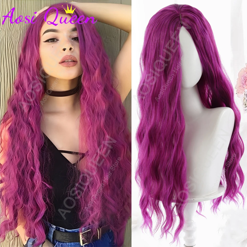 

Синтетический парик Объемная волна Длинные вьющиеся волосы Центральная часть парика Хэллоуин Рождественский фестиваль Фестиваль Парик Разноцветный парик Красный Фиолетовый