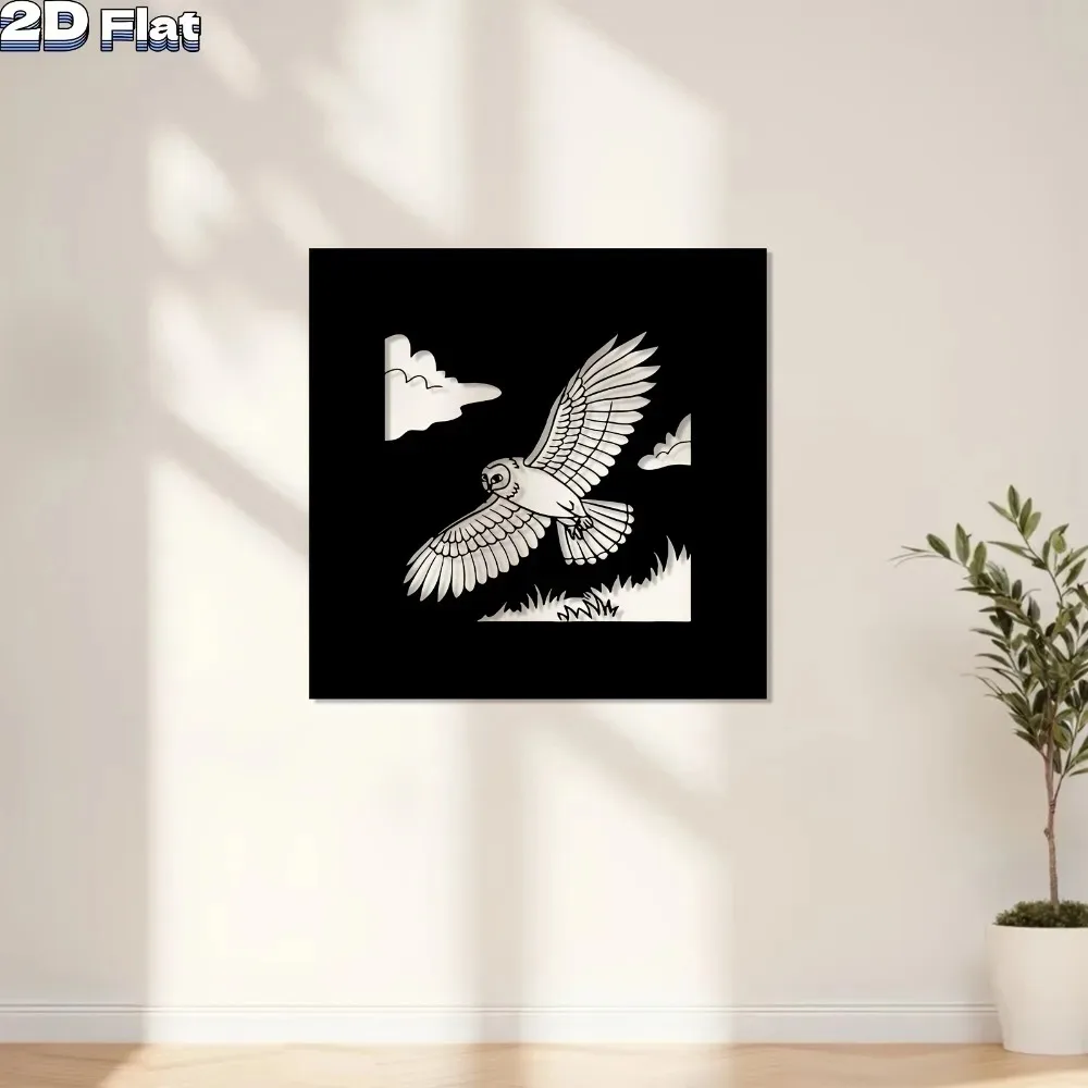 Majestic Owl Aluminum Wall Art 12x16 Inch Waterproof Metal Decor Home Garden Patio Fence Indoor Outdoor Rustproof Gift Ornament
