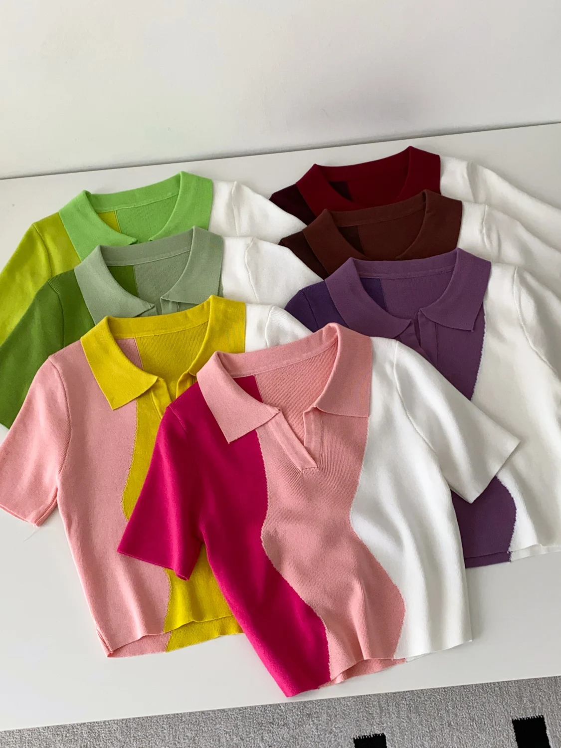 Top retrò chic ort Sve lavorato a maglia Ne per donna Color Blo Design Versatile ort Sle Primavera Estate Faion