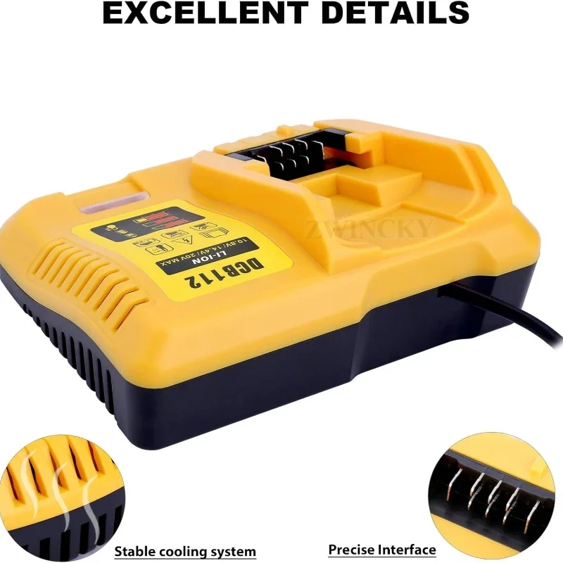 

DCB112 Battery Charger Replacement for Dewalt 10.8V 14.4V 18V 20V Lithium-Ion Battery DCB206 DCB205 DCB204 DCB203 DCB201 DCB120