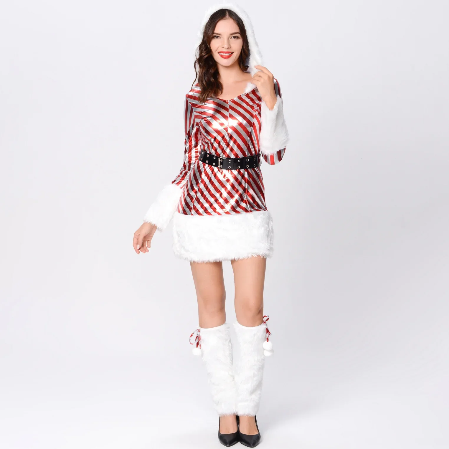 Costume de noël Sexy, Costume de fête de plomb, Costume de spectacle rayé à manches longues, nouvelle collection