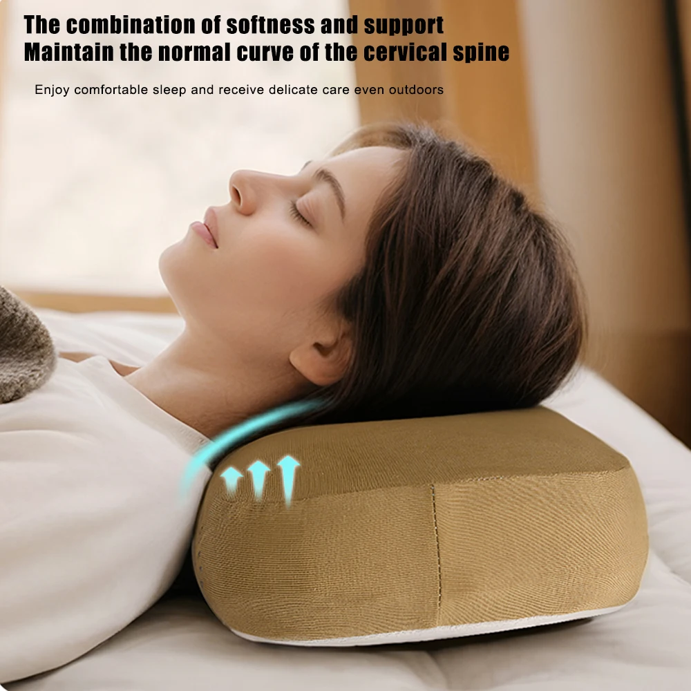 Ultralight Camping Memory Foam Pillow, Travel Backpacking Pillow with Removable Cover for Neck Lumbar Support, Hiking Outdoor