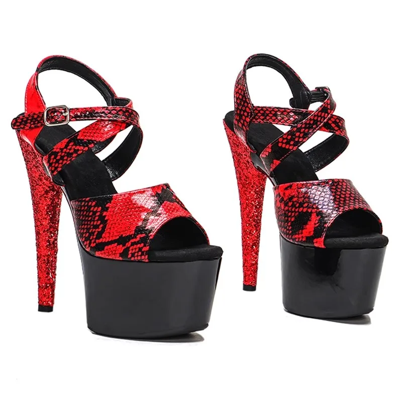 LAIJIANJINXIA PU Uppre New Color High Heel Sandals 17cm /7inch Sexy Model Show Shoes And Pole Dancing Shoes 075